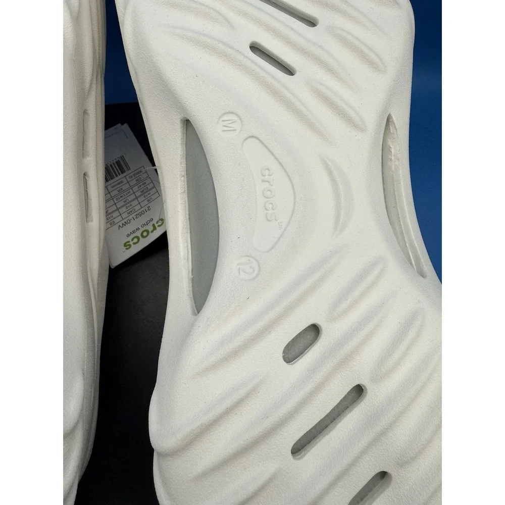 Crocs Echo Wave Mens Sz 12 Chalk White Slip On Clog Sandals Shoes Beach Fishing
